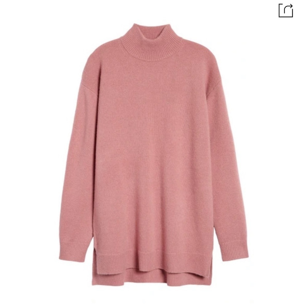 Halogen Wool & Cashmere Turtleneck Sweater In Pink Compact M Petite